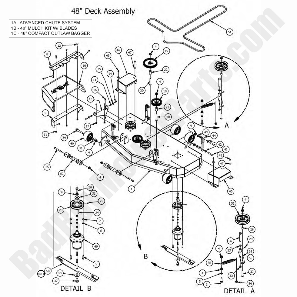 1539 - Bad Boy Mower Parts Lookup > 2017 > Compact Outlaw > 48\" Deck Assembly